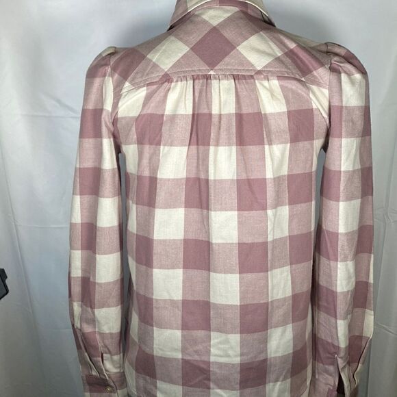 NWT The Loft Mauve Checkered Long Sleeve Button Up Flannel Shirt - Picture 4 of 12